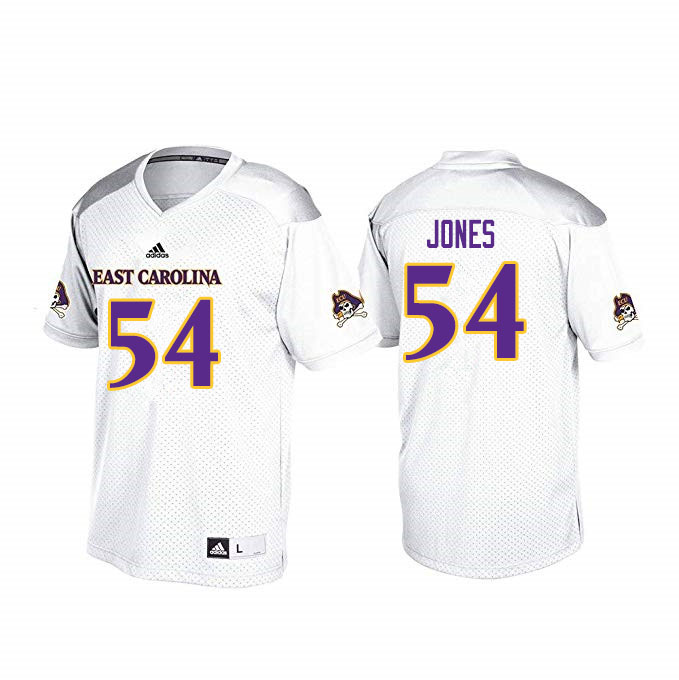 Men #54 Avery Jones ECU Pirates College Football Jerseys Sale-White
